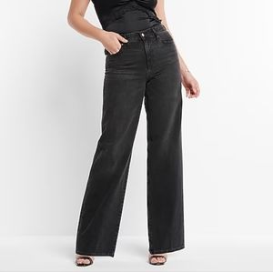 Express High Waisted Washed Black Wide Leg Jeans - Size 4